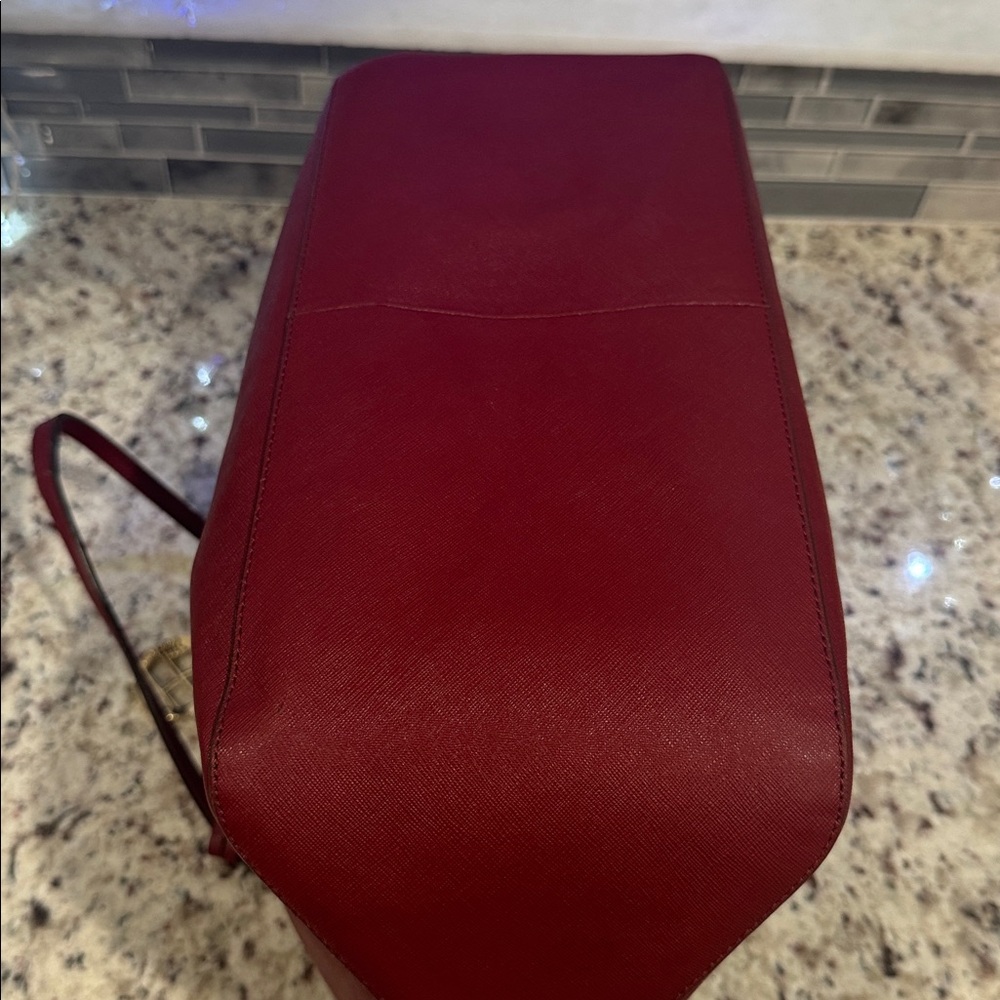 Henri Bendel Red Leather Tote with Gold Charm - Picture 6 of 16